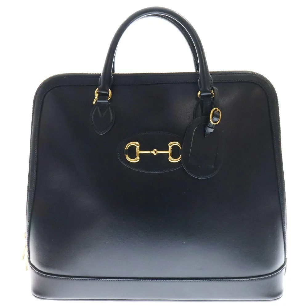 GUCCI Horsebit Duffle Bag Tote Handbag Black